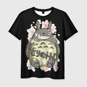 Мужская футболка 3D с принтом My Neighbor Totoro заяц в Новосибирске, 100% полиэфир | прямой крой, круглый вырез горловины, длина до линии бедер | anime | hayao miyazaki | japanese | meme | miyazaki | piano | studio ghibli | tokyo | totoro | гибли | котобус | мой | сосед | сусуватари | тонари | тоторо | хаяо миядзаки
