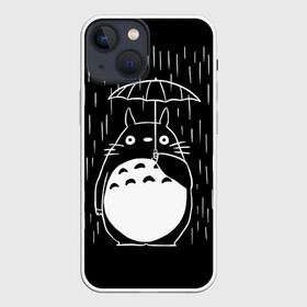 Чехол для iPhone 13 mini с принтом Тоторо прячется от дождя в Новосибирске,  |  | anime | hayao miyazaki | japanese | meme | miyazaki | piano | studio ghibli | tokyo | totoro | гибли | котобус | мой | сосед | сусуватари | тонари | тоторо | хаяо миядзаки