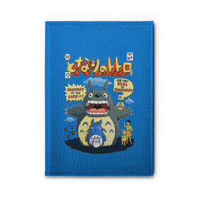 Обложка для автодокументов с принтом My Neighbor Totoro заяц на синем в Новосибирске, натуральная кожа |  размер 19,9*13 см; внутри 4 больших “конверта” для документов и один маленький отдел — туда идеально встанут права | anime | hayao miyazaki | japanese | meme | miyazaki | piano | studio ghibli | tokyo | totoro | гибли | котобус | мой | сосед | сусуватари | тонари | тоторо | хаяо миядзаки