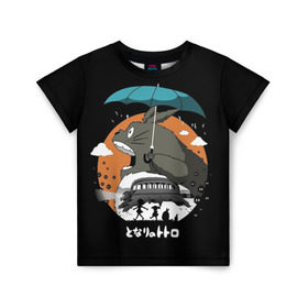 Детская футболка 3D с принтом Тоторо в Новосибирске, 100% гипоаллергенный полиэфир | прямой крой, круглый вырез горловины, длина до линии бедер, чуть спущенное плечо, ткань немного тянется | anime | hayao miyazaki | japanese | meme | miyazaki | piano | studio ghibli | tokyo | totoro | гибли | котобус | мой | сосед | сусуватари | тонари | тоторо | хаяо миядзаки
