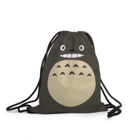 Рюкзак-мешок 3D с принтом Totoro в Новосибирске, 100% полиэстер | плотность ткани — 200 г/м2, размер — 35 х 45 см; лямки — толстые шнурки, застежка на шнуровке, без карманов и подкладки | Тематика изображения на принте: anime | hayao miyazaki | japanese | meme | miyazaki | piano | studio ghibli | tokyo | totoro | гибли | котобус | мой | сосед | сусуватари | тонари | тоторо | хаяо миядзаки