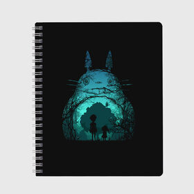 Тетрадь с принтом My Neighbor Totoro в Новосибирске, 100% бумага | 48 листов, плотность листов — 60 г/м2, плотность картонной обложки — 250 г/м2. Листы скреплены сбоку удобной пружинной спиралью. Уголки страниц и обложки скругленные. Цвет линий — светло-серый
 | anime | hayao miyazaki | japanese | meme | miyazaki | piano | studio ghibli | tokyo | totoro | гибли | котобус | мой | сосед | сусуватари | тонари | тоторо | хаяо миядзаки