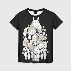 Женская футболка 3D с принтом Totoro в Новосибирске, 100% полиэфир ( синтетическое хлопкоподобное полотно) | прямой крой, круглый вырез горловины, длина до линии бедер | anime | hayao miyazaki | japanese | meme | miyazaki | piano | studio ghibli | tokyo | totoro | гибли | котобус | мой | сосед | сусуватари | тонари | тоторо | хаяо миядзаки