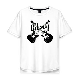 Мужская футболка хлопок Oversize с принтом Gibson в Новосибирске, 100% хлопок | свободный крой, круглый ворот, “спинка” длиннее передней части | custom guitar | gibson | gibson usa | grover | guitar | hard rock | les paul | lespol | metal | punk | rock | sg | sg300 | sg400 | гибсон | гитара | гитары | лес пол | леспаул | леспол | панк | рок | хард рок | хардрок