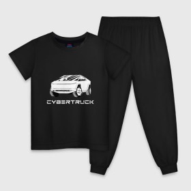 Детская пижама хлопок с принтом Tesla Cybertruck в Новосибирске, 100% хлопок |  брюки и футболка прямого кроя, без карманов, на брюках мягкая резинка на поясе и по низу штанин
 | auto | cyber | cyberpunk | ilon musk | tesla | tesla cybertruck | авто | илон маск | кибертрак | машина | тесла