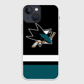 Чехол для iPhone 13 mini с принтом Сан Хосе Шаркс в Новосибирске,  |  | hockey | nhl | san jose | san jose sharks | sharks | usa | нхл | сан хосе | сан хосе шаркс | спорт | сша | хоккей | шайба | шаркс