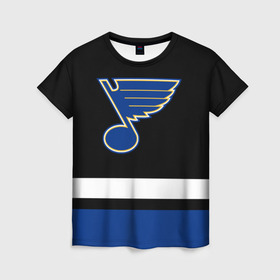 Женская футболка 3D с принтом Сент-Луис Блюз НХЛ в Новосибирске, 100% полиэфир ( синтетическое хлопкоподобное полотно) | прямой крой, круглый вырез горловины, длина до линии бедер | blues | hockey | nhl | st. louis | st. louis blues | usa | блюз | нхл | сент луис | сент луис блюз | спорт | сша | хоккей | шайба
