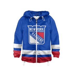 Детская ветровка 3D с принтом Нью-Йорк Рейнджерс НХЛ в Новосибирске, 100% полиэстер | подол и капюшон оформлены резинкой с фиксаторами, по бокам два кармана без застежек, один потайной карман на груди | Тематика изображения на принте: hockey | new york | new york rangers | nhl | rangers | usa | нхл | нью йорк | нью йорк рейнджерс | рейнджерс | спорт | сша | хоккей | шайба