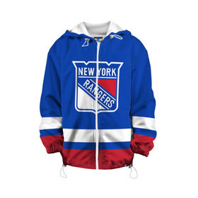 Детская куртка 3D с принтом Нью-Йорк Рейнджерс НХЛ в Новосибирске, 100% полиэстер | застежка — молния, подол и капюшон оформлены резинкой с фиксаторами, по бокам — два кармана без застежек, один потайной карман на груди, плотность верхнего слоя — 90 г/м2; плотность флисового подклада — 260 г/м2 | Тематика изображения на принте: hockey | new york | new york rangers | nhl | rangers | usa | нхл | нью йорк | нью йорк рейнджерс | рейнджерс | спорт | сша | хоккей | шайба