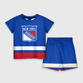 Детский костюм с шортами 3D с принтом Нью Йорк Рейнджерс НХЛ в Новосибирске,  |  | hockey | new york | new york rangers | nhl | rangers | usa | нхл | нью йорк | нью йорк рейнджерс | рейнджерс | спорт | сша | хоккей | шайба