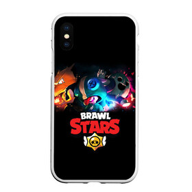 Чехол для iPhone XS Max матовый с принтом Brawl Stars в Новосибирске, Силикон | Область печати: задняя сторона чехла, без боковых панелей | bo | brawl | brock | bull | colt | dynamike | elprimo | jessie | leon | moba | nita | shelly | stars | бо | брок | булл | джесси | динамайк | кольт | леон | нита | шелли | эльпримо