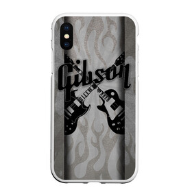 Чехол для iPhone XS Max матовый с принтом Gibson в Новосибирске, Силикон | Область печати: задняя сторона чехла, без боковых панелей | custom guitar | gibson | gibson usa | grover | guitar | hard rock | les paul | lespol | metal | punk | rock | sg | sg300 | sg400 | гибсон | гитара | гитары | лес пол | леспаул | леспол | панк | рок | хард рок | хардрок