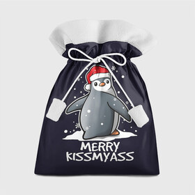 Подарочный 3D мешок с принтом Santa penguin в Новосибирске, 100% полиэстер | Размер: 29*39 см | christmas | claus | jingle | merry | santa | елка | игрушки | клаус | клюв | колокольчик | новый год | олени | пингвин | подарок | праздник | рождество | санта | снег | снежинки | шапка