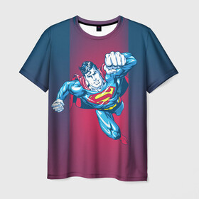 Мужская футболка 3D с принтом Superman в Новосибирске, 100% полиэфир | прямой крой, круглый вырез горловины, длина до линии бедер | clark kent | dc comics | justice league | shtatjl | superhero | superman | лига справедливости | супермен