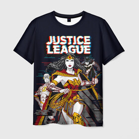 Мужская футболка 3D с принтом Justice League в Новосибирске, 100% полиэфир | прямой крой, круглый вырез горловины, длина до линии бедер | batman | bruce wayne | dc comics | justice league | shtatjl | superhero | the flash | wonder woman | бэтмен | лига справедливости | флэш | чудо женщина
