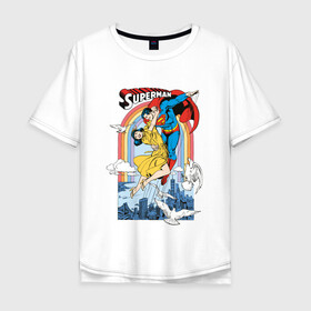 Мужская футболка хлопок Oversize с принтом Superman в Новосибирске, 100% хлопок | свободный крой, круглый ворот, “спинка” длиннее передней части | clark kent | dc comics | justice league | shtatjl | superhero | superman | лига справедливости | супермен
