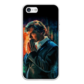 Чехол для iPhone 5/5S матовый с принтом Sherlock в Новосибирске, Силикон | Область печати: задняя сторона чехла, без боковых панелей | 221b | bbc | benedict cumberbatch | john watson | mark gatiss | martin freeman | sherlock holmes | steven moffat | бейкер | джон ватсон | мориарти | стрит | шерлок