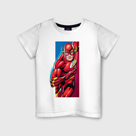 Детская футболка хлопок с принтом Flash, Justice League в Новосибирске, 100% хлопок | круглый вырез горловины, полуприлегающий силуэт, длина до линии бедер | dc comics | flash | justice league | superhero | лига справедливости | флэш