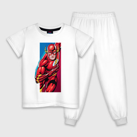 Детская пижама хлопок с принтом Flash, Justice League в Новосибирске, 100% хлопок |  брюки и футболка прямого кроя, без карманов, на брюках мягкая резинка на поясе и по низу штанин
 | Тематика изображения на принте: dc comics | flash | justice league | superhero | лига справедливости | флэш