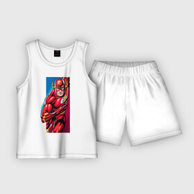 Детская пижама с шортами хлопок с принтом Flash, Justice League в Новосибирске,  |  | dc comics | flash | justice league | superhero | лига справедливости | флэш