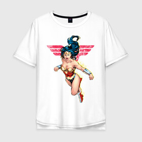 Мужская футболка хлопок Oversize с принтом Wonder Woman в Новосибирске, 100% хлопок | свободный крой, круглый ворот, “спинка” длиннее передней части | dc comics | justice league | shtatjl | superhero | wonder woman | лига справедливости | чудо женщина