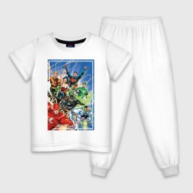 Детская пижама хлопок с принтом Лига Справедливости в Новосибирске, 100% хлопок |  брюки и футболка прямого кроя, без карманов, на брюках мягкая резинка на поясе и по низу штанин
 | Тематика изображения на принте: dc comics | flash | justice league | shtatjl | superhero | superman | wonder woman | лига справедливости | супермен | флэш | чудо женщина