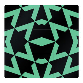 Магнитный плакат 3Х3 с принтом Abstract zigzag pattern в Новосибирске, Полимерный материал с магнитным слоем | 9 деталей размером 9*9 см | abstract | background | illusion | patter | абстракт | геометрия | зеленый | зигзаг | иллюзия | паттерн | простой | ромб | фигуры | фон | черный