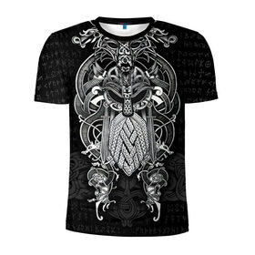 Мужская футболка 3D спортивная с принтом Viking в Новосибирске, 100% полиэстер с улучшенными характеристиками | приталенный силуэт, круглая горловина, широкие плечи, сужается к линии бедра | good | viking | vikings | бог | викинг | викинги | воин | кельтское | один | плетение | русь | скандинавы | славяне | язычник