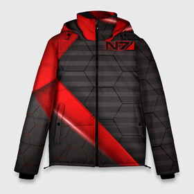 Мужская зимняя куртка 3D с принтом Mass Effect N7 в Новосибирске, верх — 100% полиэстер; подкладка — 100% полиэстер; утеплитель — 100% полиэстер | длина ниже бедра, свободный силуэт Оверсайз. Есть воротник-стойка, отстегивающийся капюшон и ветрозащитная планка. 

Боковые карманы с листочкой на кнопках и внутренний карман на молнии. | Тематика изображения на принте: andromeda | bioware | n7 | shepard | shooter | геты | жнецы | инженер | масс эффект | разведчик | солдат | страж | цербер | штурмовик | шутер