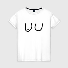 Женская футболка хлопок с принтом Грудь в Новосибирске, 100% хлопок | прямой крой, круглый вырез горловины, длина до линии бедер, слегка спущенное плечо | прикол | смешная футболка | юмор