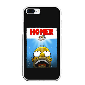 Чехол для iPhone 7Plus/8 Plus матовый с принтом Homer в Новосибирске, Силикон | Область печати: задняя сторона чехла, без боковых панелей | bart | beer | family | homer | jaws | lisa | maggie | marge | shark | simpson | simpsons | thesimpsons | акула | барт | гомер | лиза | мардж | мегги | семья | симпсоны | челюсти