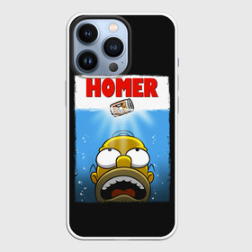 Чехол для iPhone 13 Pro с принтом Homer в Новосибирске,  |  | bart | beer | family | homer | jaws | lisa | maggie | marge | shark | simpson | simpsons | thesimpsons | акула | барт | гомер | лиза | мардж | мегги | семья | симпсоны | челюсти