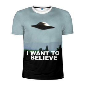 Мужская футболка 3D спортивная с принтом I WANT TO BELIEVE в Новосибирске, 100% полиэстер с улучшенными характеристиками | приталенный силуэт, круглая горловина, широкие плечи, сужается к линии бедра | i want to believe | space | ufo | галактика | космос | нло | пришельцы | хотелось бы верить