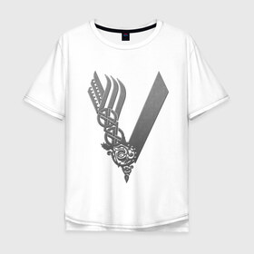Мужская футболка хлопок Oversize с принтом vikings в Новосибирске, 100% хлопок | свободный крой, круглый ворот, “спинка” длиннее передней части | nord | north | vikings | викинги | норвегия | север | скандинавия
