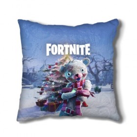 Подушка 3D с принтом Fortnite Новогодний в Новосибирске, наволочка – 100% полиэстер, наполнитель – холлофайбер (легкий наполнитель, не вызывает аллергию). | состоит из подушки и наволочки. Наволочка на молнии, легко снимается для стирки | Тематика изображения на принте: christmas | epic games | fortnite | игры | новый год | рождество | фортнайт