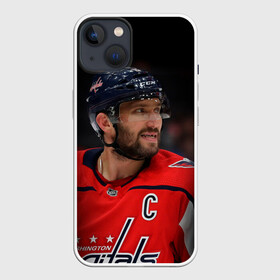 Чехол для iPhone 13 с принтом Александр Овечкин в Новосибирске,  |  | capitals | hockey | nhl | ovechkin | washington | washington capitals | александр овечкин | вашингтон | вашингтон кэпиталз | кэпиталз | нхл | овечкин | хоккей