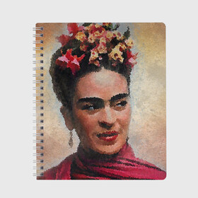 Тетрадь с принтом FRIDA в Новосибирске, 100% бумага | 48 листов, плотность листов — 60 г/м2, плотность картонной обложки — 250 г/м2. Листы скреплены сбоку удобной пружинной спиралью. Уголки страниц и обложки скругленные. Цвет линий — светло-серый
 | портрет | фрида. | художники