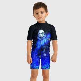 Детский купальный костюм 3D с принтом UNDERTALE в Новосибирске, Полиэстер 85%, Спандекс 15% | застежка на молнии на спине | chara | frisk | sans | undertale | андертале | андертейл | игра | подземная история | подземная сказка | санс | ундертале | фриск | чара