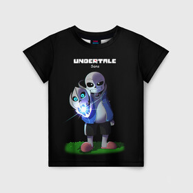 Детская футболка 3D с принтом UNDERTALE в Новосибирске, 100% гипоаллергенный полиэфир | прямой крой, круглый вырез горловины, длина до линии бедер, чуть спущенное плечо, ткань немного тянется | chara | frisk | sans | undertale | андертале | андертейл | игра | подземная история | подземная сказка | санс | ундертале | фриск | чара