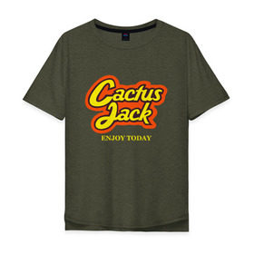 Мужская футболка хлопок Oversize с принтом Cactus Jack в Новосибирске, 100% хлопок | свободный крой, круглый ворот, “спинка” длиннее передней части | reeses puffs | travis scott | джэк | кактус | трэвис скотт