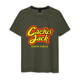 Мужская футболка хлопок с принтом Cactus Jack в Новосибирске, 100% хлопок | прямой крой, круглый вырез горловины, длина до линии бедер, слегка спущенное плечо. | reeses puffs | travis scott | джэк | кактус | трэвис скотт