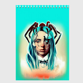 Скетчбук с принтом BILLIE EILISH в Новосибирске, 100% бумага
 | 48 листов, плотность листов — 100 г/м2, плотность картонной обложки — 250 г/м2. Листы скреплены сверху удобной пружинной спиралью | ayelish | bad guy | bellyache | bilie eilish | bilie elish | billie | billie eilish | eilish | electronic | elish | music | били айлиш | билли айлиш | эйлиш | элиш