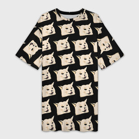 Платье-футболка 3D с принтом woman yelling at cat в Новосибирске,  |  | mem | woman yelling at cat | женщина кричит на кота | мем