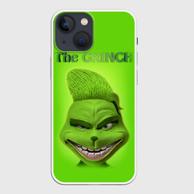 Чехол для iPhone 13 mini с принтом Grinch Face в Новосибирске,  |  | christmas | claus | grinch stole | how the | jingle | merry | santa | гринч | гуманоид | диккенс | ктоград | олени | рождество | снежинки | чарльз