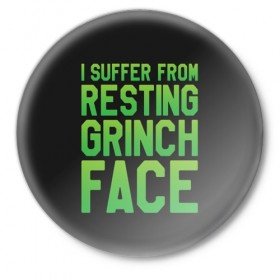 Значок с принтом Grinch Face в Новосибирске,  металл | круглая форма, металлическая застежка в виде булавки | 