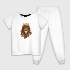 Детская пижама хлопок с принтом Король Лев в Новосибирске, 100% хлопок |  брюки и футболка прямого кроя, без карманов, на брюках мягкая резинка на поясе и по низу штанин
 | голова животного | король лев | корона | лев | рисунок