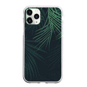 Чехол для iPhone 11 Pro матовый с принтом Пальмовый узор в Новосибирске, Силикон |  | джунгли | зелёный | лепестки | лепесток | лес | листья | пальма | пальмы | папоротник | салатовый | тропики | черный