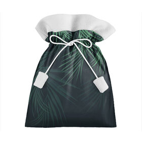 Подарочный 3D мешок с принтом Пальмовый узор в Новосибирске, 100% полиэстер | Размер: 29*39 см | джунгли | зелёный | лепестки | лепесток | лес | листья | пальма | пальмы | папоротник | салатовый | тропики | черный