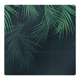 Магнитный плакат 3Х3 с принтом Пальмовый узор в Новосибирске, Полимерный материал с магнитным слоем | 9 деталей размером 9*9 см | джунгли | зелёный | лепестки | лепесток | лес | листья | пальма | пальмы | папоротник | салатовый | тропики | черный