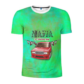 Мужская футболка 3D спортивная с принтом Mafia в Новосибирске, 100% полиэстер с улучшенными характеристиками | приталенный силуэт, круглая горловина, широкие плечи, сужается к линии бедра | 2107 | mafia | бандиты | ваз | мафия | машины | семерка | таз | тазы